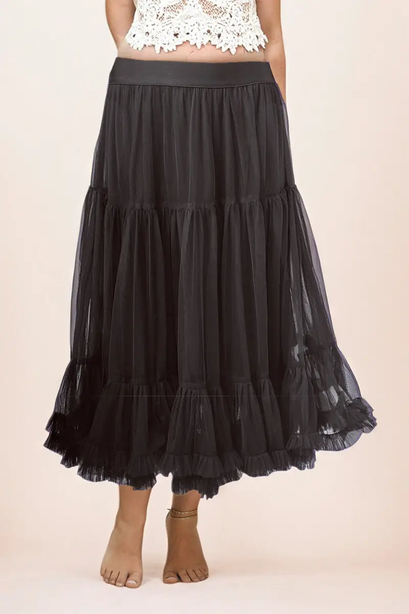 Tulle Tiered Maxi Skirt