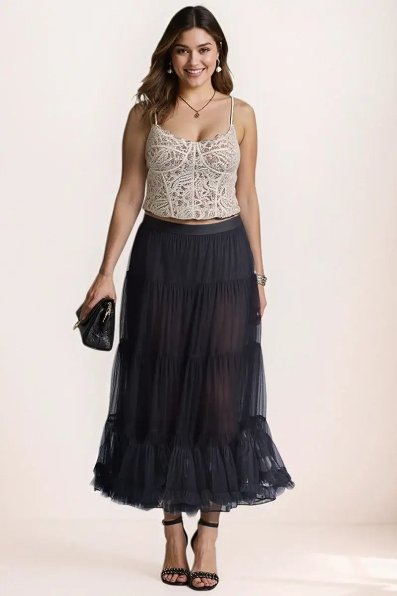 Tulle Tiered Maxi Skirt