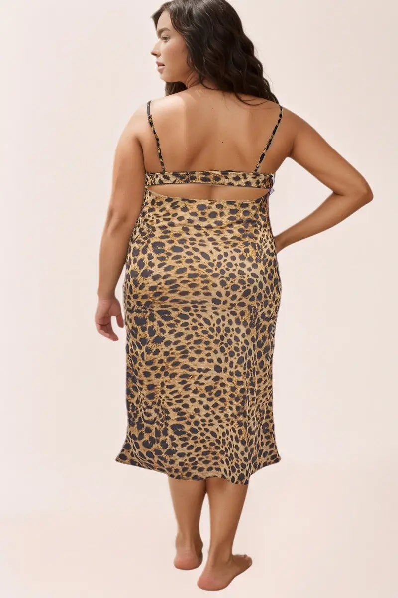 Leopard Satin Slip Dress