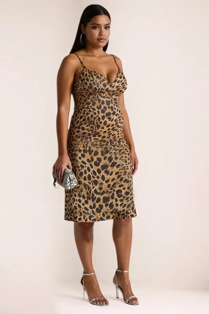 Leopard Satin Slip Dress