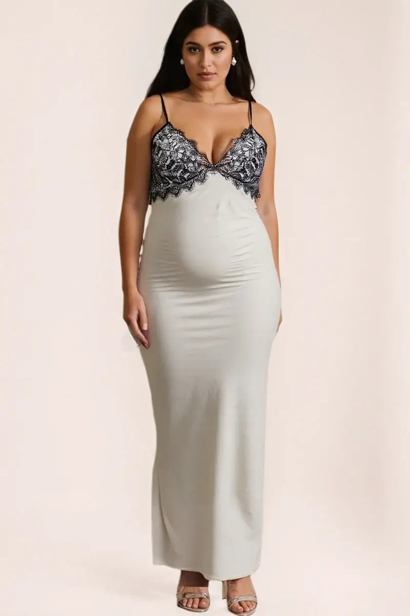 Satin Lace Maxi Gown
