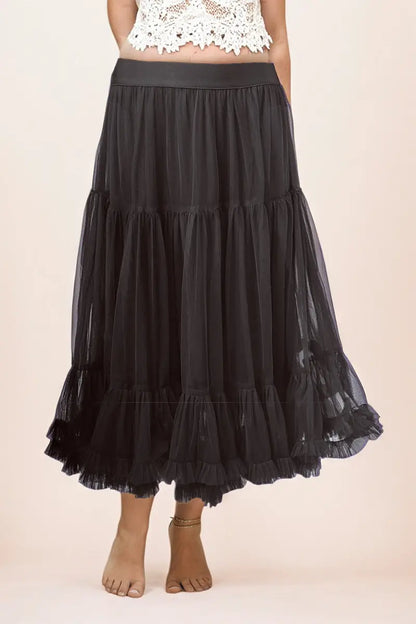 Tulle Tiered Maxi Skirt