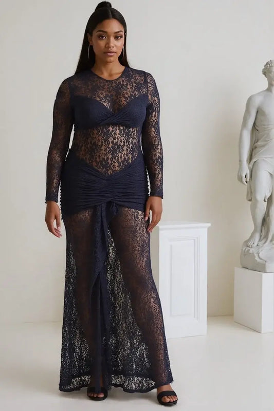 SunmolySexyBlack_Sculpt Lace Draped Maxi Dress